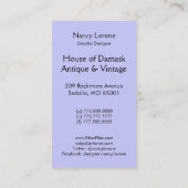 Damask Wildbloemen, MADAM VALESKA in PAARS Visitekaartje (Achterkant)