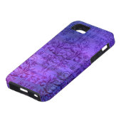 Damask Wildbloemen, Oceanic in Paars en Blue Case-Mate iPhone Case (Onderkant)