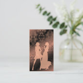 Damask Wildbloemen, Spure Shadows Black & Peach Visitekaartje (Staand voorkant)