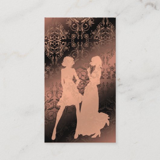 Damask Wildbloemen, Spure Shadows Black & Peach Visitekaartje (Voorkant)