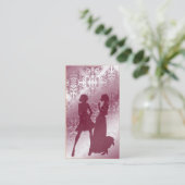 Damask Wildbloemen, Spure Shadows in Roos Visitekaartje (Staand voorkant)