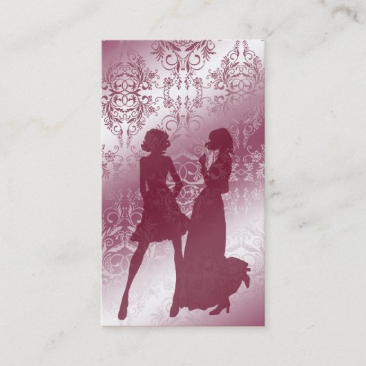 Damask Wildbloemen, Spure Shadows in Roos Visitekaartje (Voorkant)