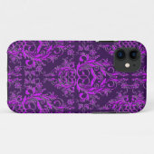 Damask Wilde Bloemen, Geperst Metaal in Paars Case-Mate iPhone Case (Achterkant (horizontaal))