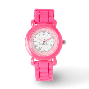 Damask wildflower print roze naam polshorloge horloge
