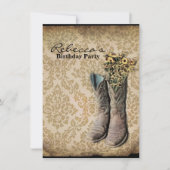 Damask wildflower Western land cowboy party Kaart (Voorkant)
