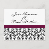 Damask Wine Wedding Bewaar de datum Aankondigingskaart (Voorkant)