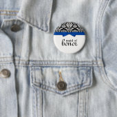 Damask with Blue Bow Maid of Honor Button (In situ)