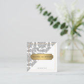 Damask Witte Goud Executive Vierkante Visitekaartje (Staand voorkant)