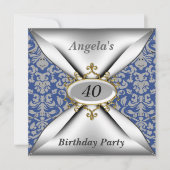 Damask Witte Verjaardagsfeest Uitnodiging (Voorkant)