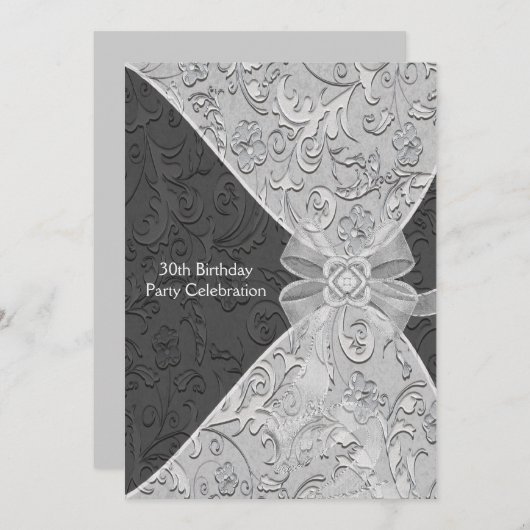 Damask Womans 30ste verjaardag uitnodiging (Voorkant / Achterkant)
