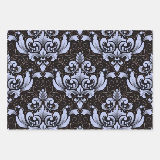 Damask Wrapping Paper Flat Sheet Set of 3 (Voorkant 3)