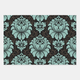 Damask Wrapping Paper Flat Sheet Set of 3
