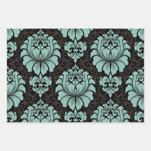 Damask Wrapping Paper Flat Sheet Set of 3 (Voorkant)