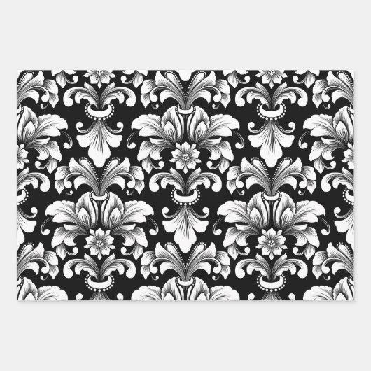 Damask Wrapping Paper Flat Sheet Set of 3 (Voorkant 2)