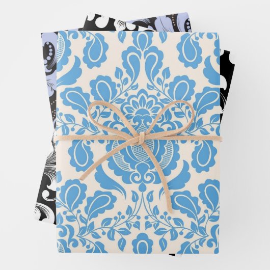 Damask Wrapping Paper Flat Sheet Set of 3 (In situ)