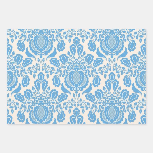 Damask Wrapping Paper Flat Sheet Set of 3 (Voorkant)