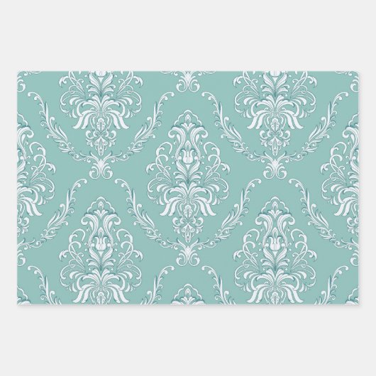 Damask Wrapping Paper Flat Sheet Set of 3 patterns (Voorkant)