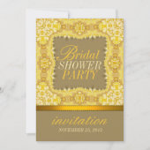 Damask Yellow Gold Lace Vrijgezellenfeest Kaart (Voorkant)