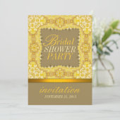 Damask Yellow Gold Lace Vrijgezellenfeest Kaart (Staand voorkant)