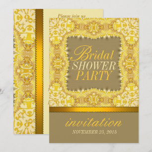 Damask Yellow Gold Lace Vrijgezellenfeest Kaart