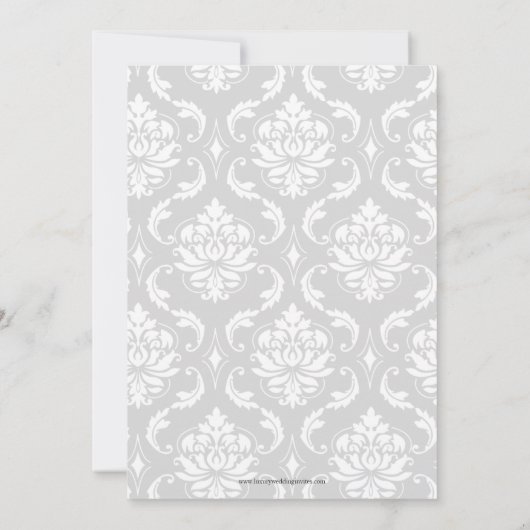 Damask Yellow Monogram Names Wedding Invitation Kaart (Achterkant)