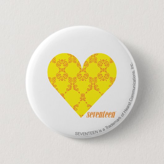 Damask Yellow-Oranje 4 Ronde Button 5,7 Cm (Voorkant)