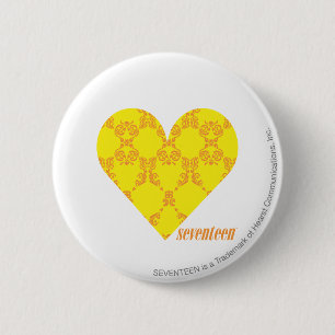 Damask Yellow-Oranje 4 Ronde Button 5,7 Cm