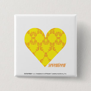 Damask Yellow-Oranje 4 Vierkante Button 5,1 Cm