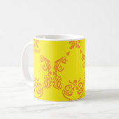Damask Yellow-Oranje Koffiemok (Voorkant links)