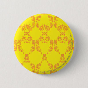 Damask Yellow-Oranje Ronde Button 5,7 Cm