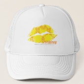 Damask Yellow-Oranje Trucker Pet (Voorkant)