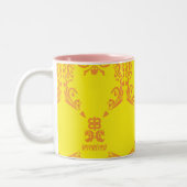 Damask Yellow-Oranje Tweekleurige Koffiemok (Links)