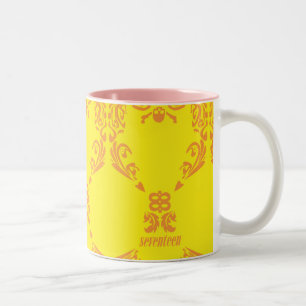 Damask Yellow-Oranje Tweekleurige Koffiemok