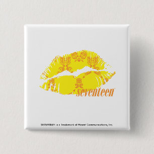 Damask Yellow-Oranje Vierkante Button 5,1 Cm