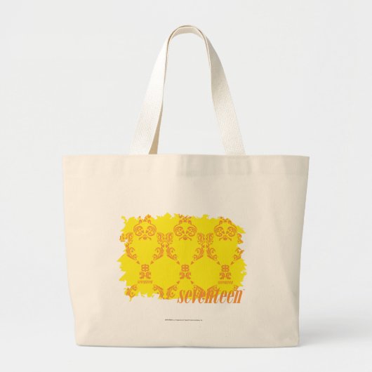 Damask Yellow-Sinaasappel 2 Grote Tote Bag (Voorkant)