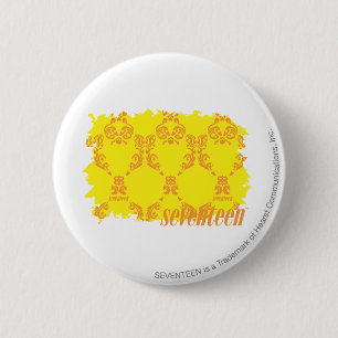 Damask Yellow-Sinaasappel 2 Ronde Button 5,7 Cm