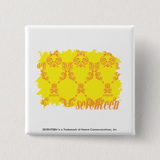 Damask Yellow-Sinaasappel 2 Vierkante Button 5,1 Cm (Voorkant)
