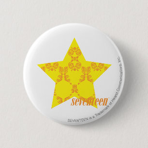 Damask Yellow-Sinaasappel 3 Ronde Button 5,7 Cm