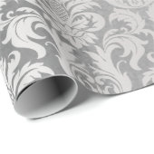 Damask Zilveren Grijs Royal Metallic Elegant Bruil Cadeaupapier (Rol Hoek)