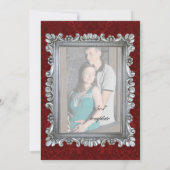 Damask Zilveren Lijst Foto Elopement Aankondiging (Achterkant)