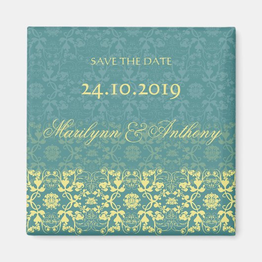 Damask zwaait lace pacock sparen de Datum Magnet (Voorkant)