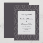 Damask Zwart Elegant Rococo Huwelijk Kaart (Voorkant / Achterkant)