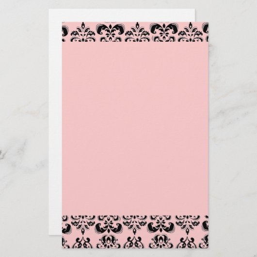 DAMASK, zwart en roze Briefpapier (Voorkant / Achterkant)