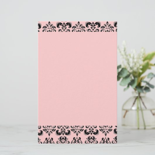 DAMASK, zwart en roze Briefpapier (Staand voorkant)