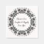 Damask zwart en wit trouwpapier servet (Voorkant)