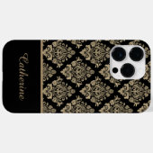 Damask Zwart Goud Swirl Gepersonaliseerde Naam Case-Mate iPhone Case (Achterkant (horizontaal))