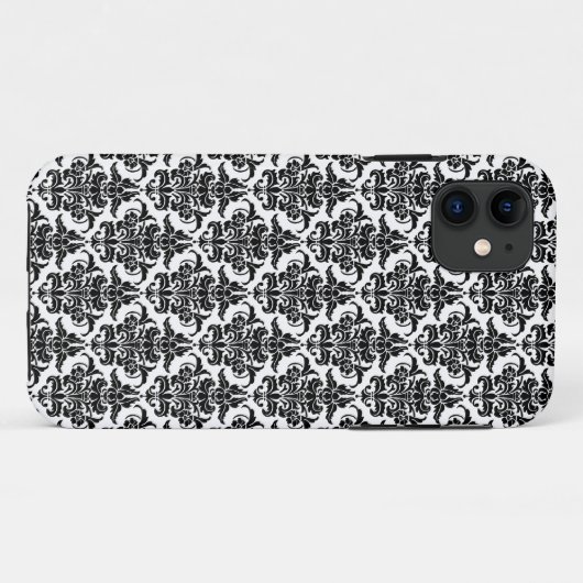 Damask - Zwart op witte iPhone draagtas Case-Mate iPhone Case (Achterkant (horizontaal))