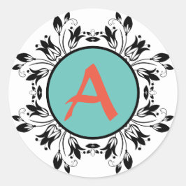 Damask zwart-wit MONOGRAM Sticker