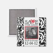 Damask Zwart-wit Save The Date Magnet (Voorkant / Achterkant)