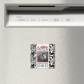 Damask Zwart-wit Save The Date Magnet (Insitu (Vaatwasser))